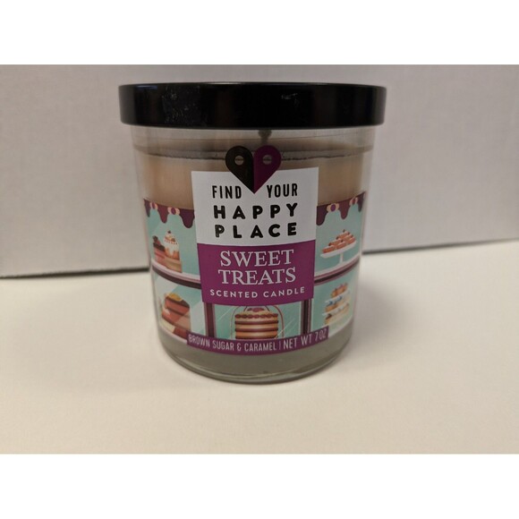 Find Your Happy Place Sweet Treats Brown Sugar Caramel Scented Candle 7oz NEW - Picture 2 of 5